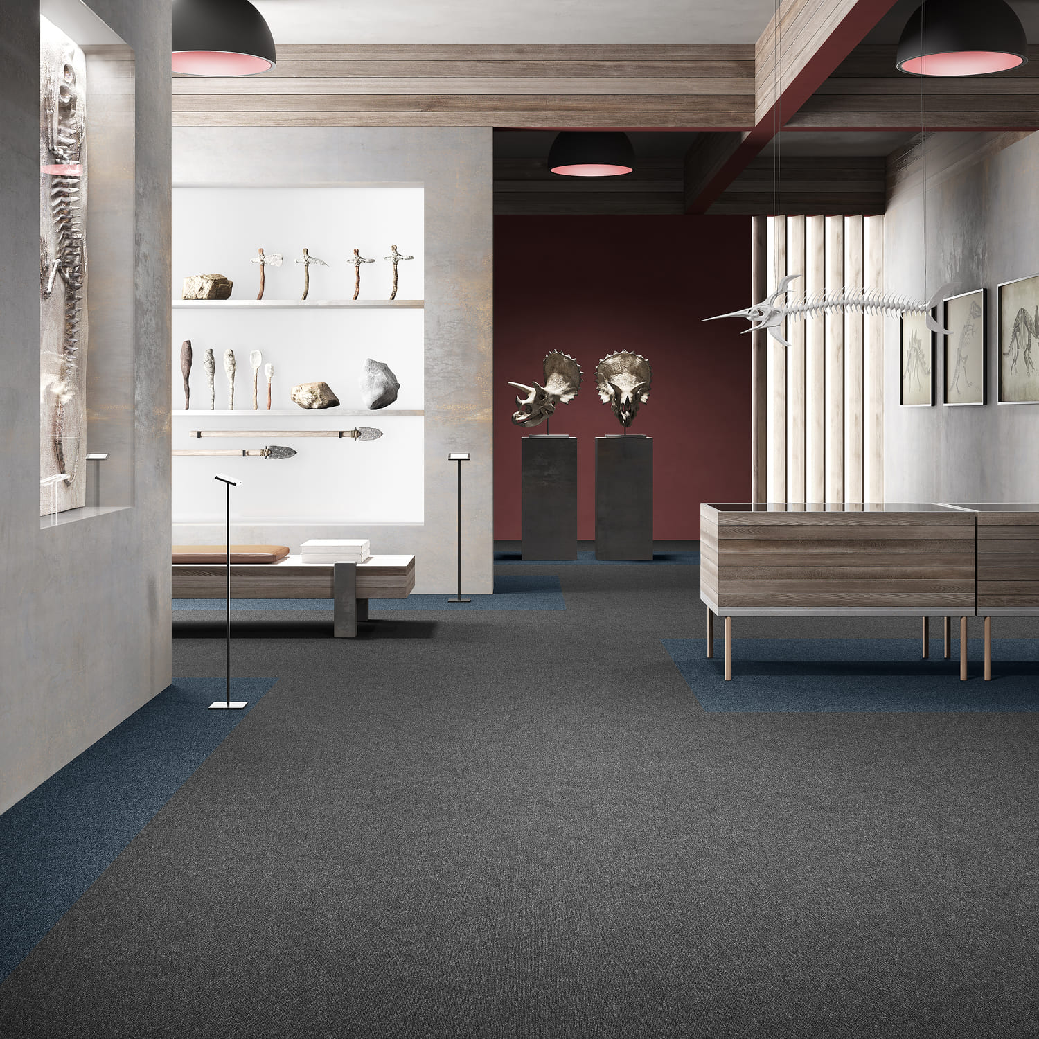 Ковровая плитка Associated Weavers Medusa Tile цвет 99 Raven 500×500×5,4 фото в интерьере